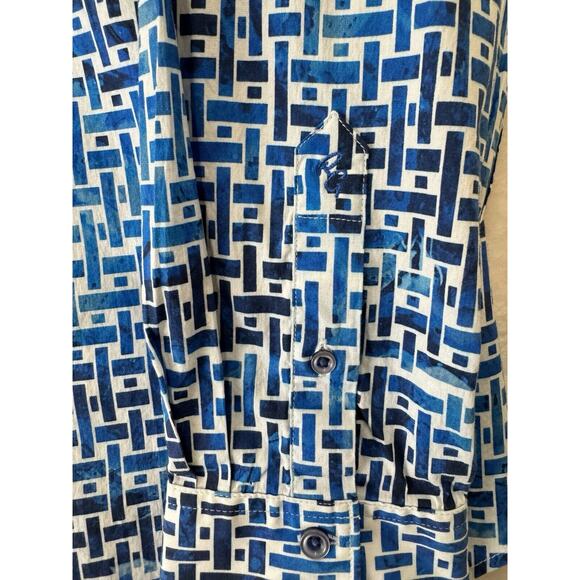 Robert Graham Weasill Geometric Print Shirt Mens Size XXL Blue White Flip Cuff - Picture 11 of 14